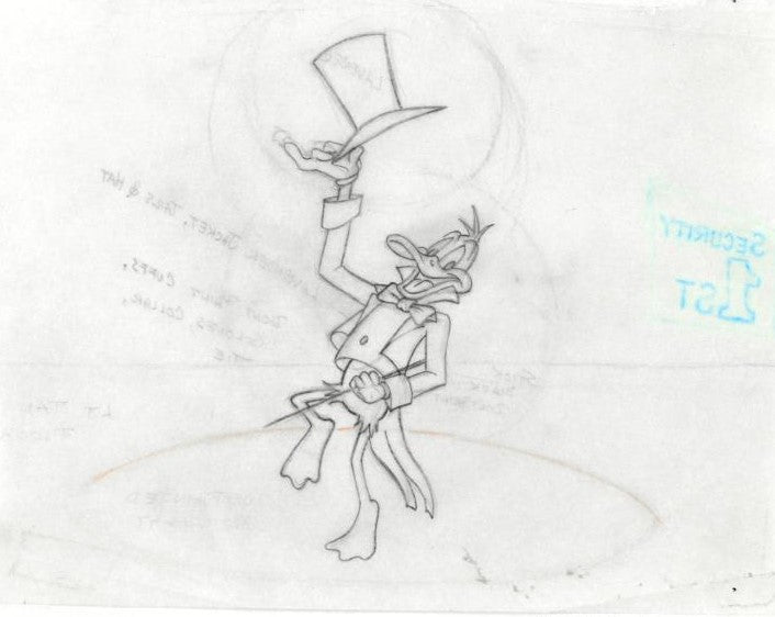 Daffy Duck Tom Ray Original Pencil Layout Drawing Brenda Ray Hand Signed