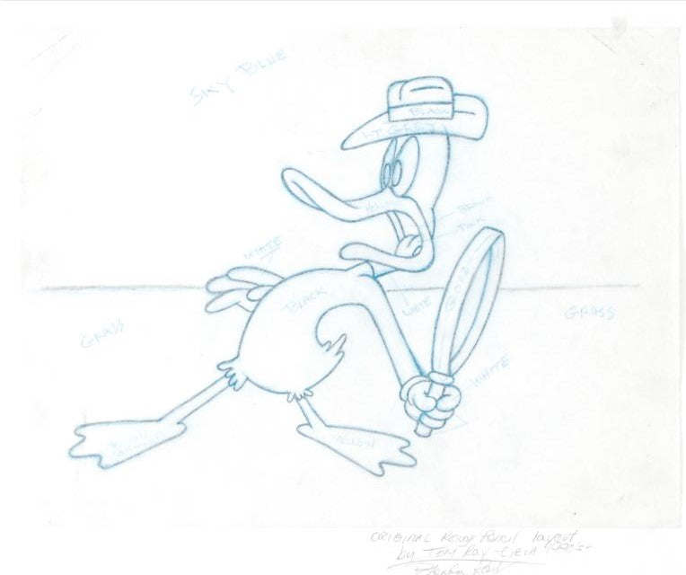 Daffy Duck Tom Ray Original Pencil Layout Drawing Brenda Ray Signed