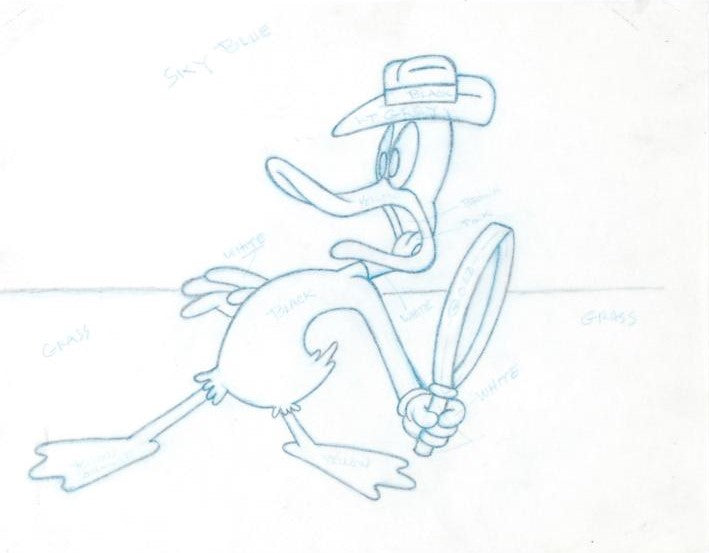 Daffy Duck Tom Ray Original Pencil Layout Drawing Brenda Ray Signed