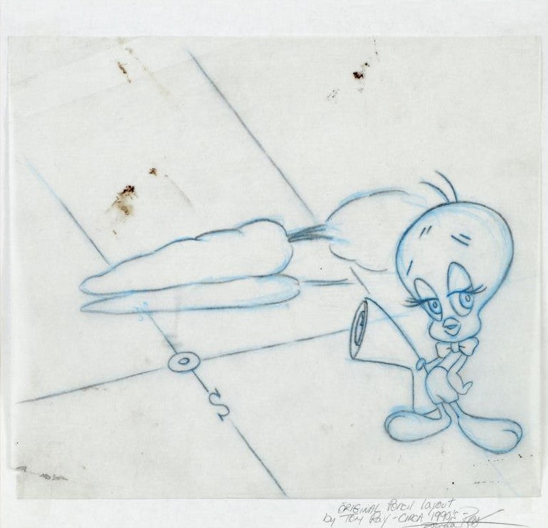 Tweety Bird Tom Ray Original Pencil Layout Drawing Brenda Ray Hand Signed