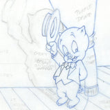 Porky Pig Tom Ray Original Pencil Layout Drawing Hand Signed by the Artist Widow Brenda Ray