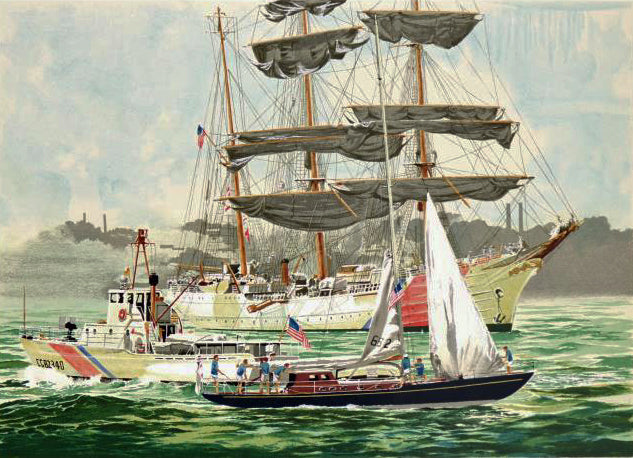 Tall Ships NY Harbor Harry Schaare Printers Proof Serigraph Print Artist Hand Signed and PP Numbered