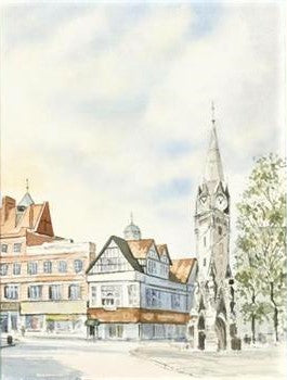 The Clock Tower Martin Goode Watercolor Painting Artist Hand Signed Framed