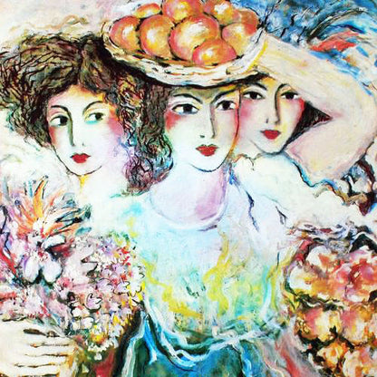 Three Women - Limited Edition Offset Lithograph on Paper by Zamy Steynovitz (1951 - 2000)