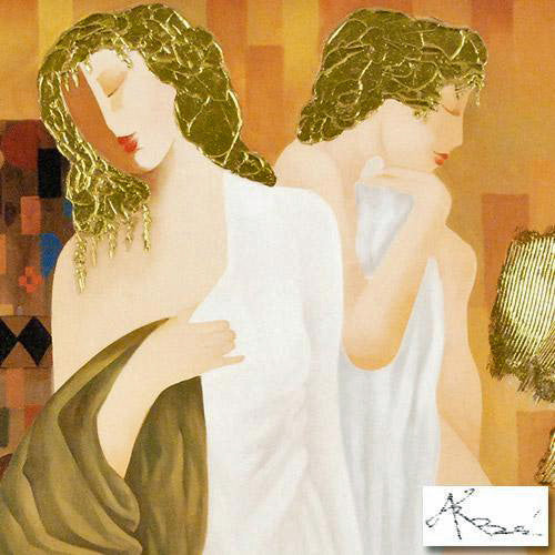 Tranquil Reflections Arbe Ara Berberyan Artist Hand Embellished Canvas Giclée Numbered Print Signed and Numbered