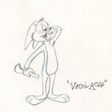 Bugs Bunny Virgil Ross Original Pencil Production Drawing on Studio Animation Paper Artist Hand Signed