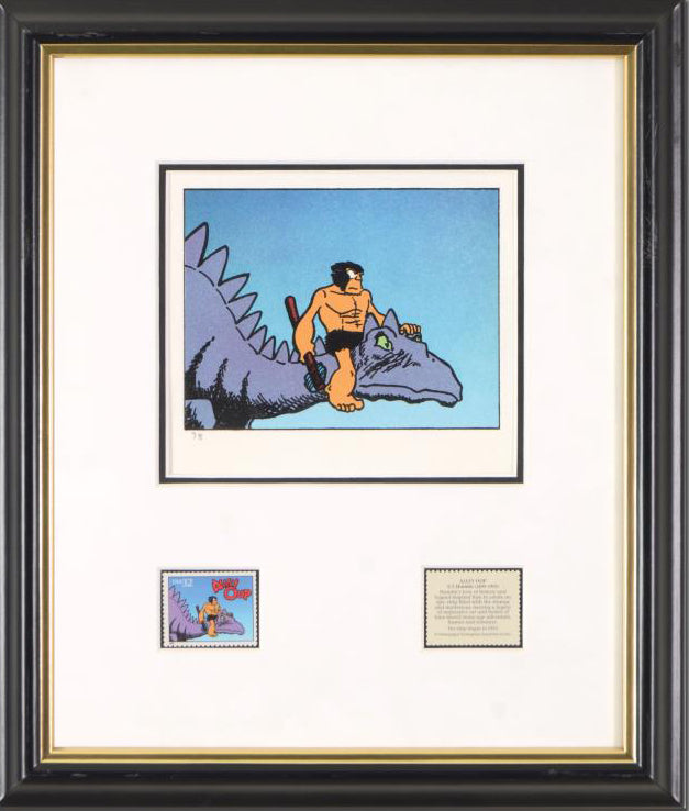 Alley Oop V T Hamlin US Postage Stamp with a Lithograph Print Framed