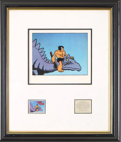 Alley Oop V T Hamlin US Postage Stamp with a Lithograph Print Framed