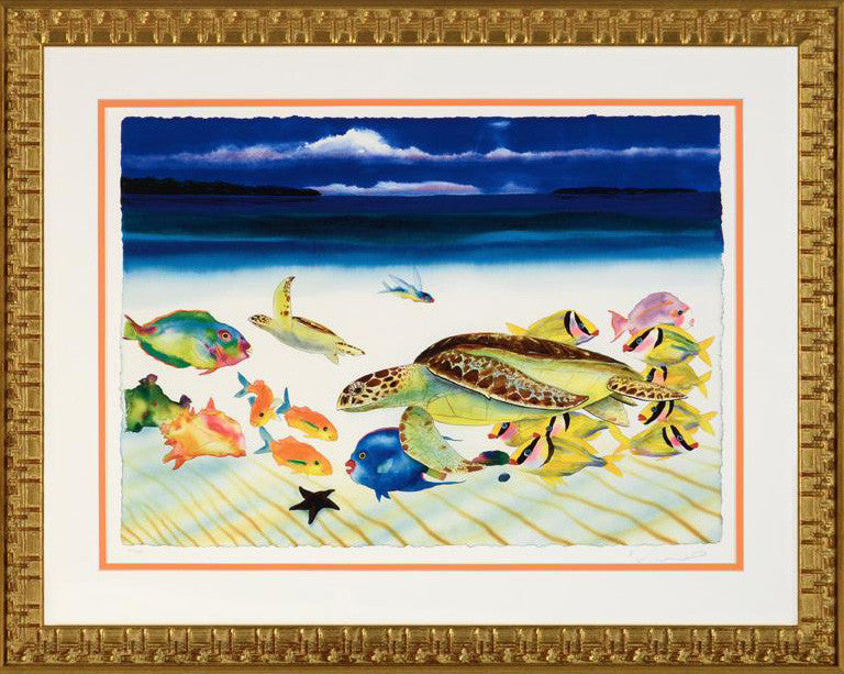 Conch Republic Left Panel Wyland Lithograph Print Artist Hand Signed Numbered and Framed