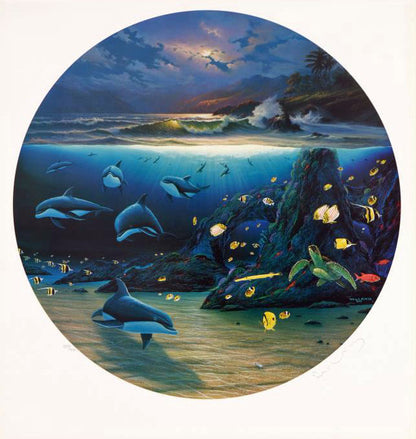 Moonlit Waters Wyland Lithograph Print Artist Hand Signed and Numbered