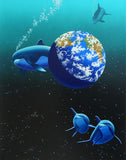 Our Home Too II Dolphins William (Schim) Schimmel Fine Art Serigraph Print Artist Hand Signed and Numbered