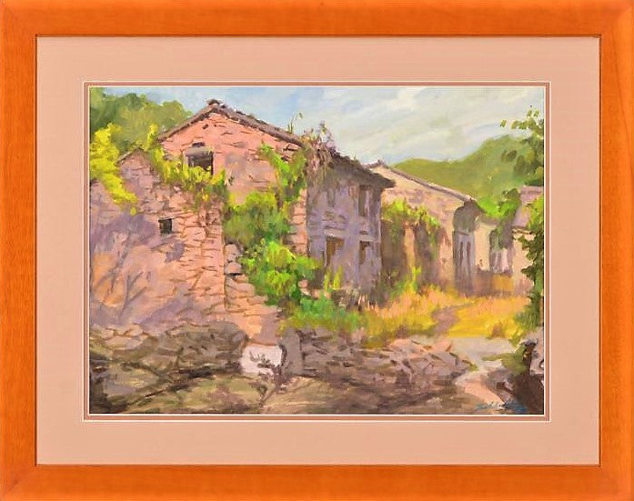 Untitled Zu Ming Ho Original Gouache Painting Artist Hand Signed and Custom Framed