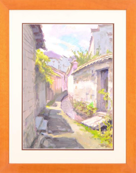 Untitled Zu Ming Ho Original Guache Painting Artist Hand Signed and Custom Framed