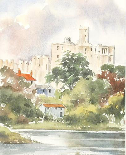 Warkworth Castle Northumberland Martin Goode Original Watercolor Painting Artist Hand Signed Framed