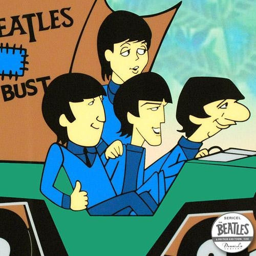 Beatles Or Bust Sericel with Full Color Lithograph Background by DenniLu Framed