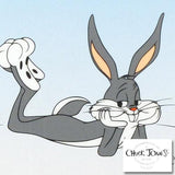 Bugs Bunny Lying Down Chuck Jones Sericel Stamp Signed with a Full Color Lithograph Background Framed