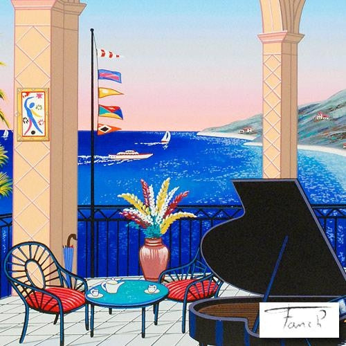 Terrasse au Piano Fanch Ledan Artist Proof Serigraph Print Artist Hand Signed and AP Numbered