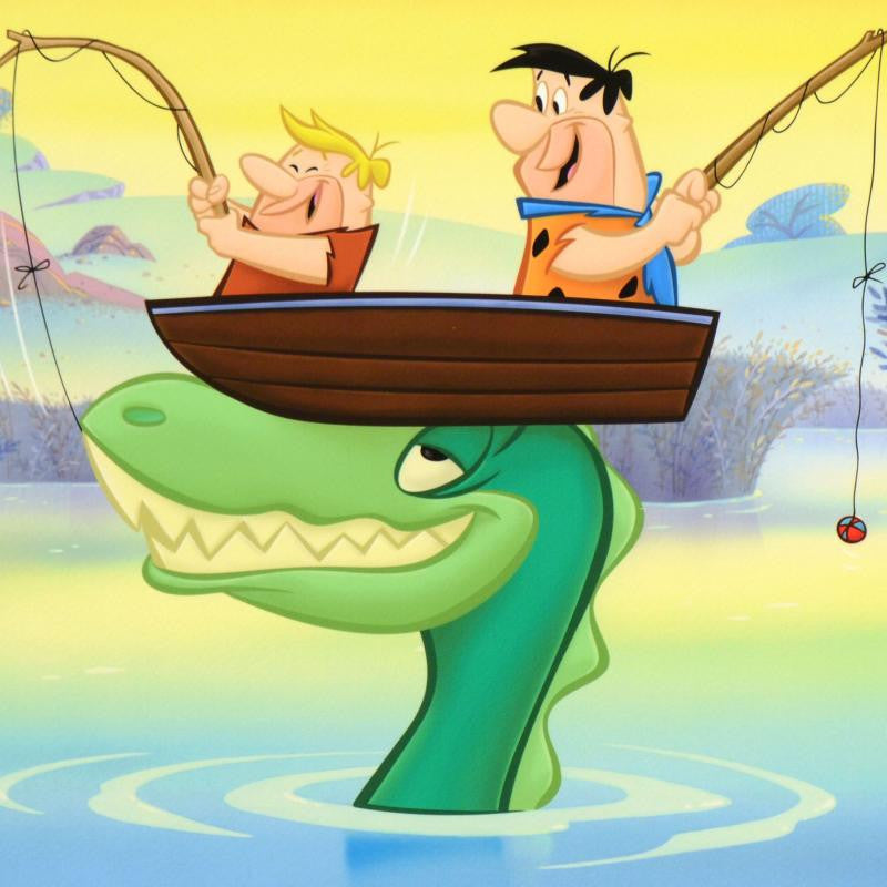 Fred and Barney Fishing Hanna Barbera Giclee Print Numbered