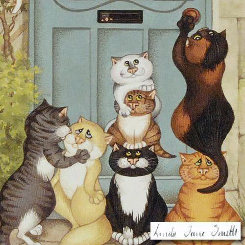 Cats Call Linda Jane Smith Lithograph Print Artist Hand Signed and Numbered