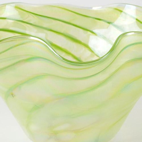 Glass Eye Studio Floppy Honeydew Bowl Hand Blown Glass Sculpture Artist Hand Signed Containing Volcanic Ash from the Eruption of Mount St Helens