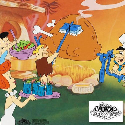 Flintstones Barbecue Hanna Barbera Animation Art Sericel with a Full Color Lithograph Background