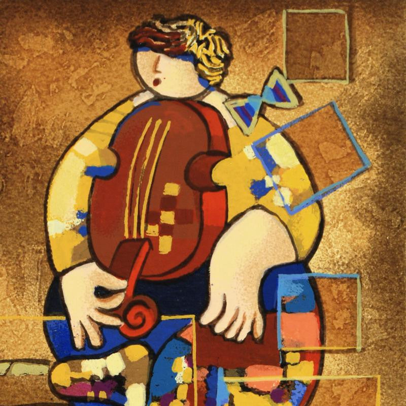 Dorit Levi Merry Violin Artist Proof Serigraph Print Artist Hand Signed and AP Numbered