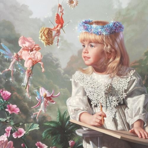 Naming of the Flowers Bob Byerley Hand Embellished Canvas Giclée Print Artist Hand Signed and Numbered