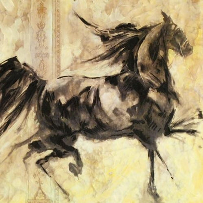 Horses Running V Marta Wiley Original Mixed Media Painting on Canvas Artist Hand Signed Framed