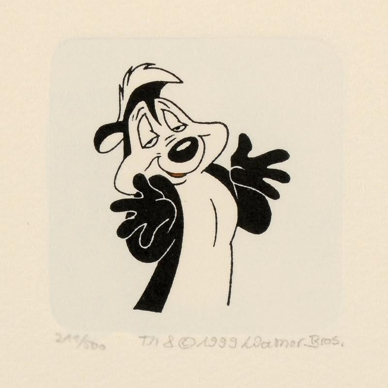 Pepe Le Pew Warner Bros Looney Tunes Hand Tinted Color Etching Numbered