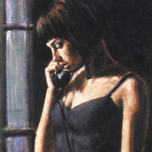 The Phone Call Fabian Perez Artist Proof Giclée Print on Canvas Board Artist Hand Signed and Numbered