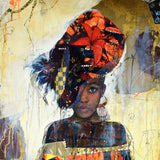 African Daughter Marta Wiley Mixed Media Serigraph Print Artist Hand Signed and Numbered