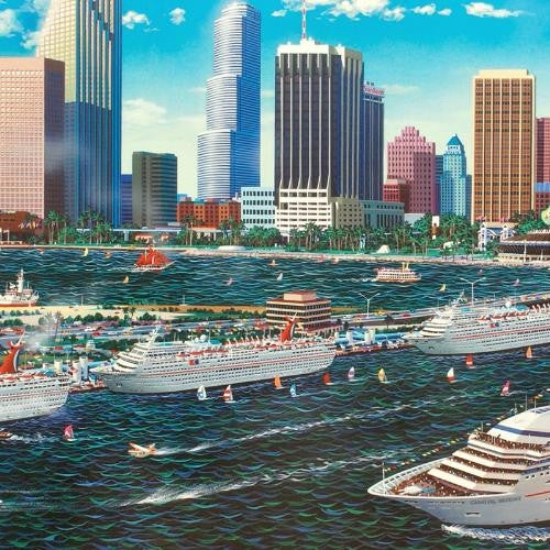 Miami Cruising Alexander Chen Mixed Media Print Artist Hand Signed and Numbered