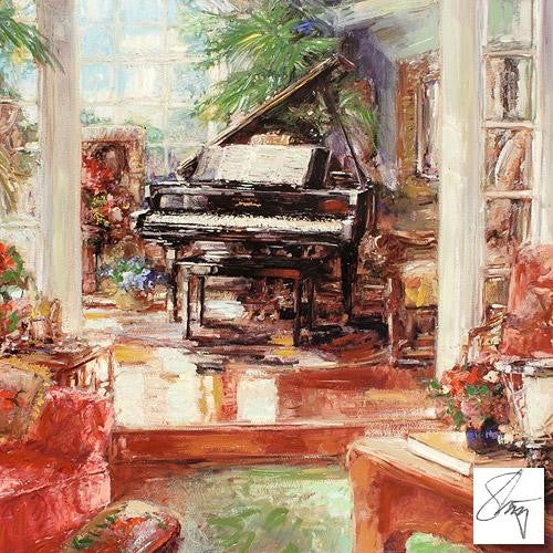 My Piano Stephen Shortridge Hand Embellished Canvas Giclée Print Artist Hand Signed and Numbered