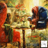 Blue Chair Stephen Shortridge Artist Proof Hand Embellished Canvas Giclée Print Artist Hand Signed and AP Numbered