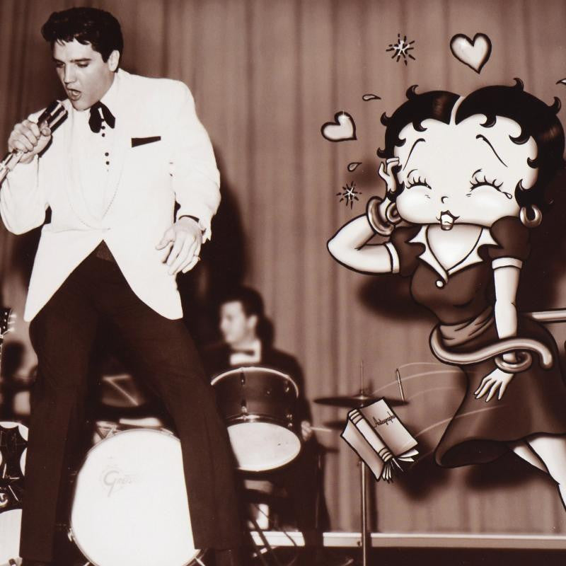 Starstruck Betty with Elvis by King Features Lithograph Print with Official Betty Boop Seal and Numbered