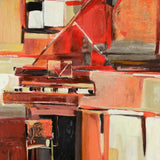 Piano in Red Yuri Tremler Serigraph Print on Wood Panel Artist Hand Signed and Numbered