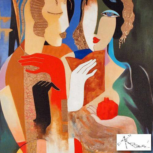 Contemplation with Pomegranate Arbe Berberyan Canvas Giclée Print Artist Hand Signed and Numbered