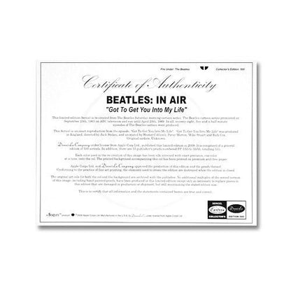 In Air Beatles Cartoon Sericel with Full Color Lithograph Color Background Apple Authorized by DenniLu