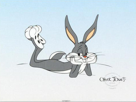 Bugs Bunny Lying Down Chuck Jones Sericel Stamp Signed with a Full Color Lithograph Background