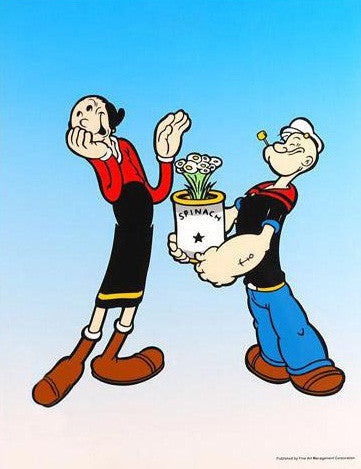 Popeye Spinach King Features Sericel with Full Color Lithograph Background and Official Seal Framed