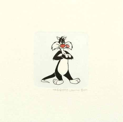 Sylvester the Cat Warner Bros Hand Tinted Color Etching Numbered and Framed