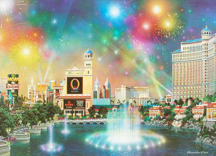 Las Vegas Evening Alexander Chen Lithograph Print Artist Hand Signed and Numbered