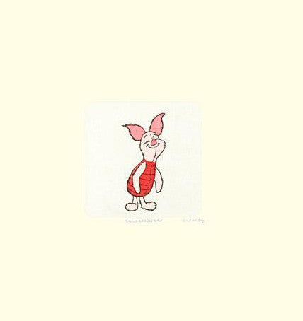 Piglet Disney Studios Hand Tinted Color Winnie the Pooh Etching Numbered