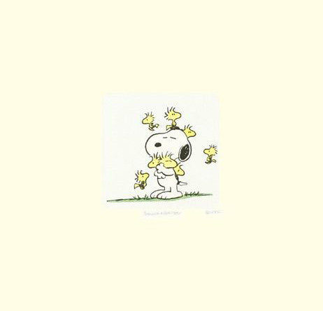Snoopy and Woodstock Peanuts Hand Tinted Color Etching Numbered