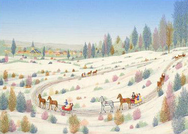 Country Sleigh Ride Fanch Ledan Artist Proof Lithograph Print Artist Hand Signed and Numbered