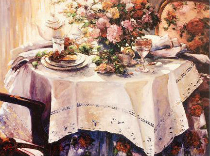 Tea and Romance Stephen Shortridge Artist Proof Canvas Lithograph Print Artist Hand Signed and AP Numbered