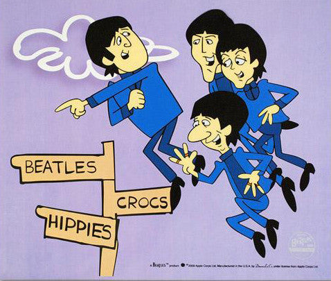 In Air Beatles Cartoon Sericel with Full Color Lithograph Color Background Apple Authorized by DenniLu