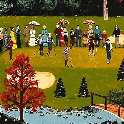 Putt for the Championship Jane Wooster Scott Serigraph Print Artist Hand Signed and Numbered