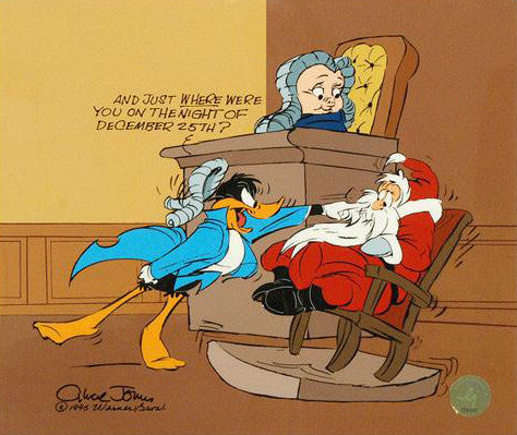 Chuck Jones Santa on Trial Hand Painted Animation Cel Artist Hand Signed and Numbered with Full Color Background