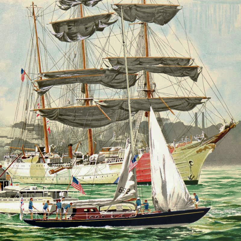 Tall Ships NY Harbor Harry Schaare Printers Proof Serigraph Print Artist Hand Signed and PP Numbered